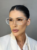 Armação Olga Transparente com Haste Estampada em Acetato