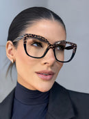 Armação Ema Preta Animal Print em Acetato Luxo