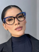 Armação Marbella Azul BIC com Animal Print em Acetato Luxo