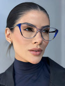 Armação Marisa Azul com Transparente e Haste Tartaruga em Acetato