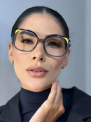 Armação Seraphina Preto com Amarelo em Acetato