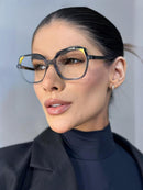 Armação Seraphina Preto com Amarelo em Acetato