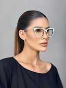 Armação Branco com Haste Metal Dourado em Acetato